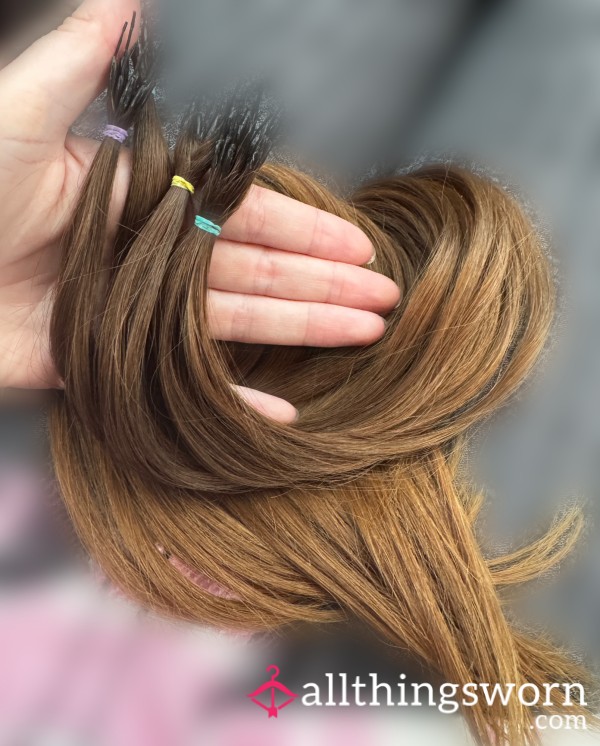 Over 2 Year Old Hair Extensions! Brunette 22” Long.
