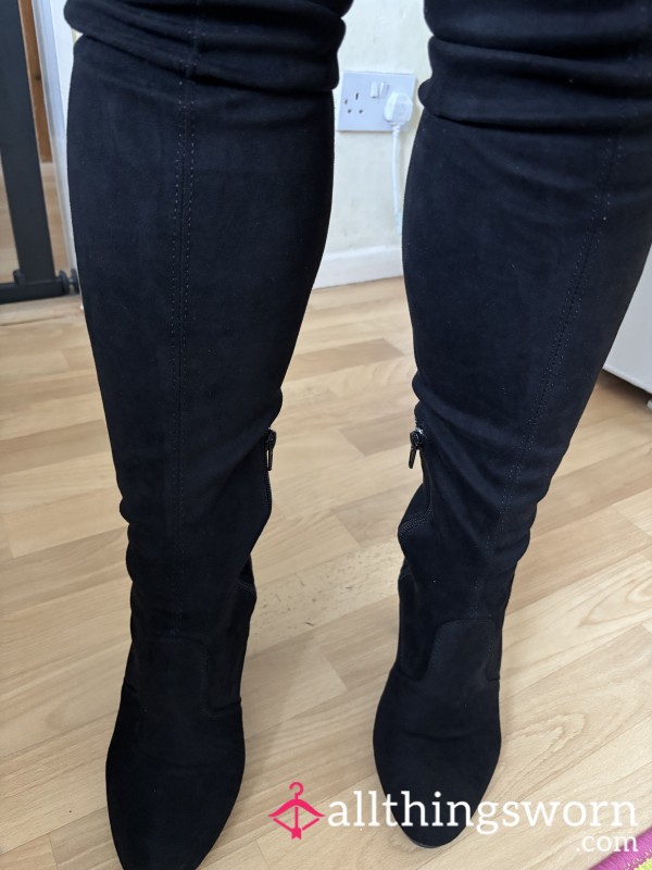 Over The Knee Black Suede Boots