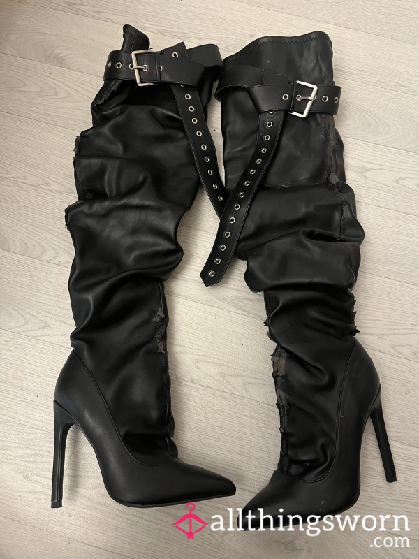 ✖️ Over The Knee/Thigh High Black Leather High Heel Boots ✖️