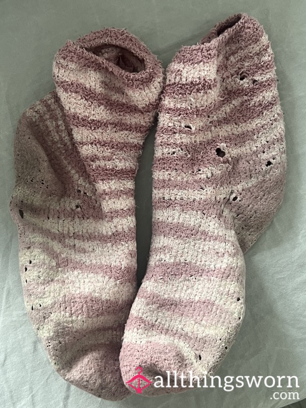 Over-worn, Pink, Fluffy Socks