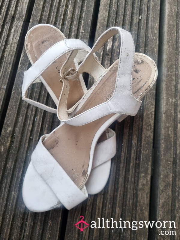 👠🤍Over Worn White Heels🤍👠