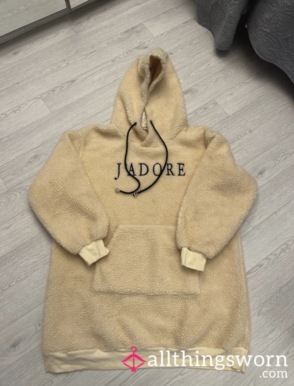 Oversized (on Me) Cream Borg Hoodie, Stained And Well Loved 🥰🐑