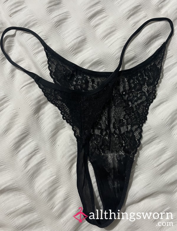 ❗️Ovulation Week❗️- Black Lace Front G-String