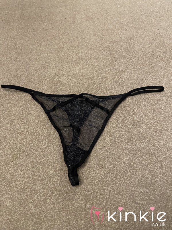 Own My Black Shimmer Nylon Thong