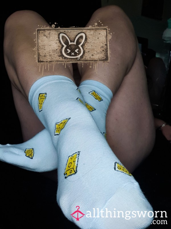 Pale Blue Cheese Socks Worn For You