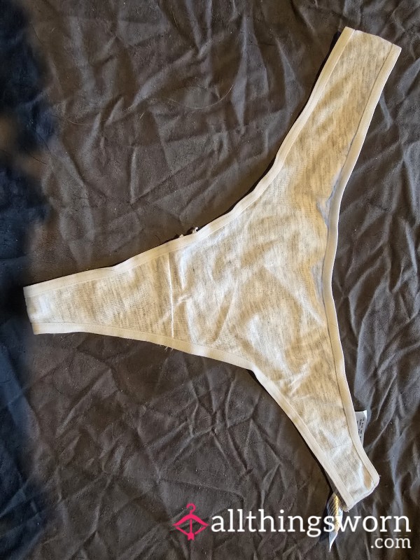 Pale Grey Cotton Thong