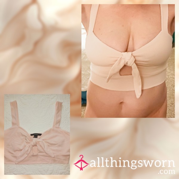 Pale Pink Pullover Forever 21 Bralette Crop Top With Tie Front Accent