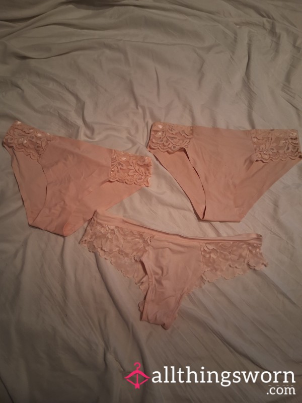 Pale Pink Satin & Lace Bikini Panties