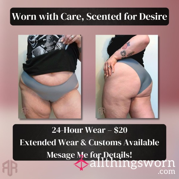 Worn Dark Grey Cheeky Panties – 24HR Of Soft Scented Seduction