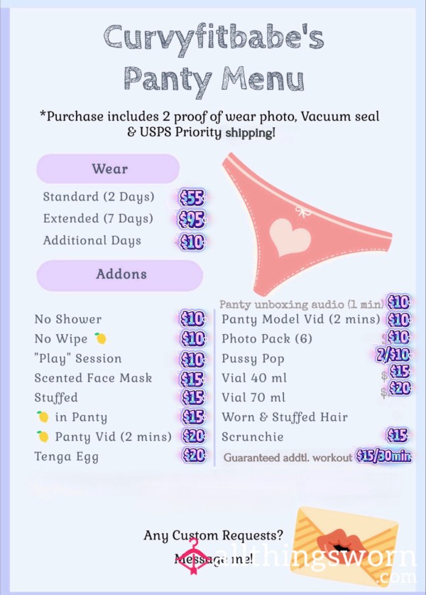 Panty Menu