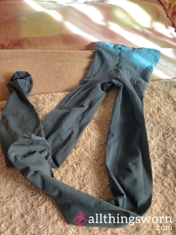 Pantyhose Worn Smelly Petrol Green