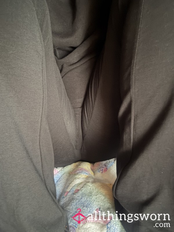 Pantyless Worn Flared Black Leggings