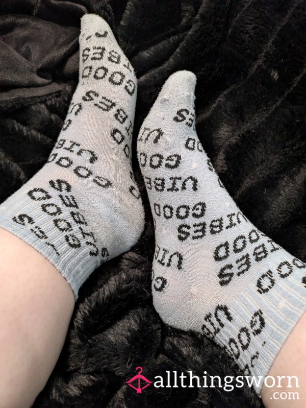 Pastel Blue Good Vibes Socks