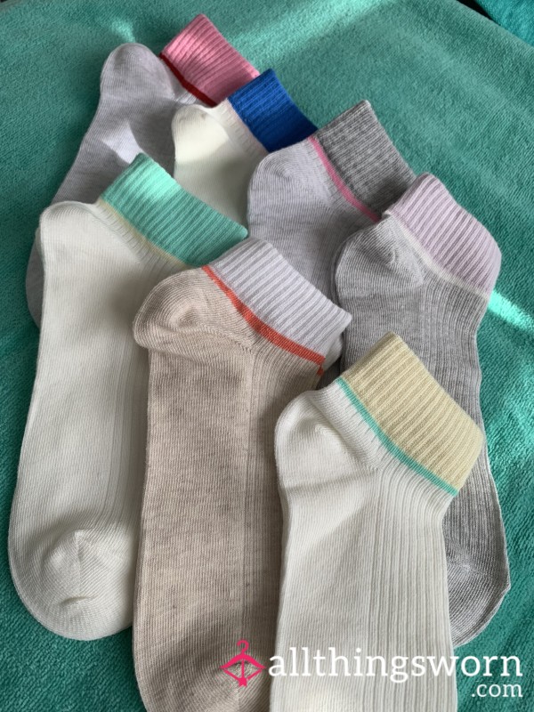 Pastel Cotton Ankle Socks - Size 7