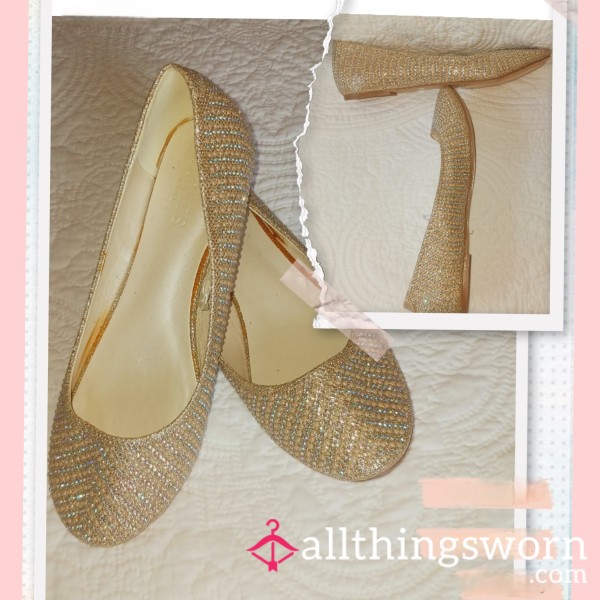 Pastel Iridescent Silver/Gold Beaded Ballet Flats