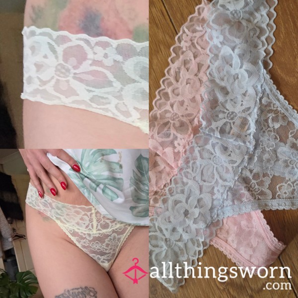 Pastel Lace Synthetic Polyamide Elastin Panties (Thong)