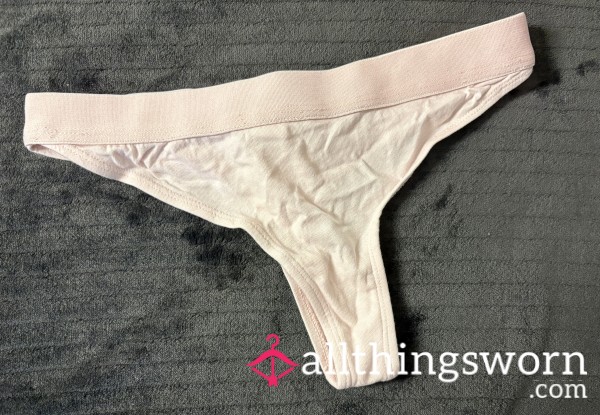 Pastel Pink Thong With Stretchy Waistband, XS