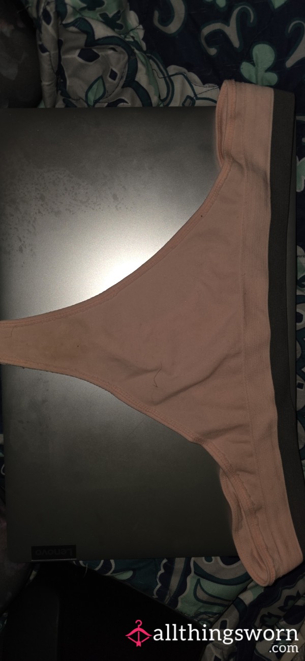 Pastel Pink Thong..Worn For 48hrs With Cream..