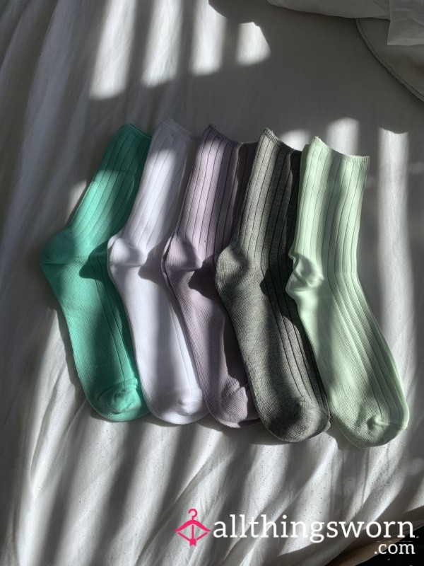 Pastel Ribbed Cotton Sock Beauties 🧦 Size 7