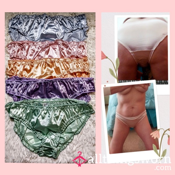 Pastel Satin Full Back Ruffle Edge Panties