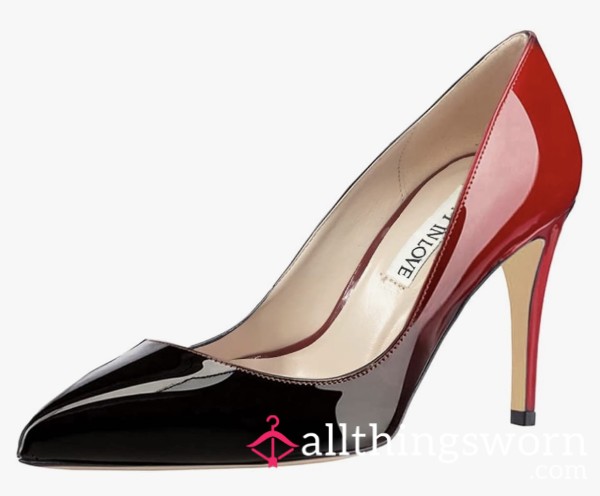 Patent Red Ombré Dancing Stilettos - Size 10