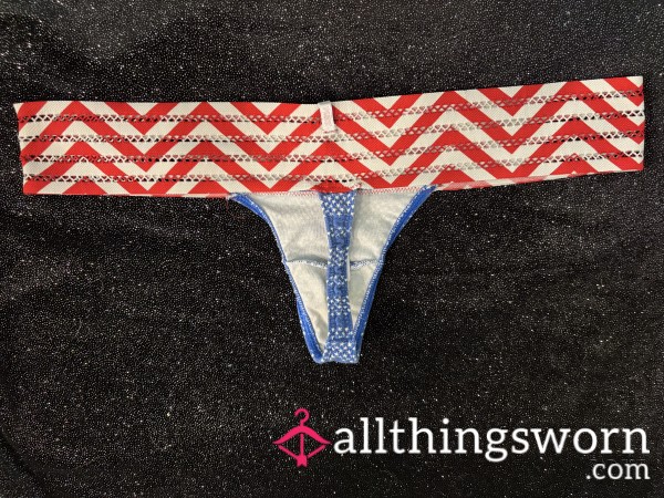 Patriotic Used Thong!! 🇺🇸 🧨 (PINK Brand)