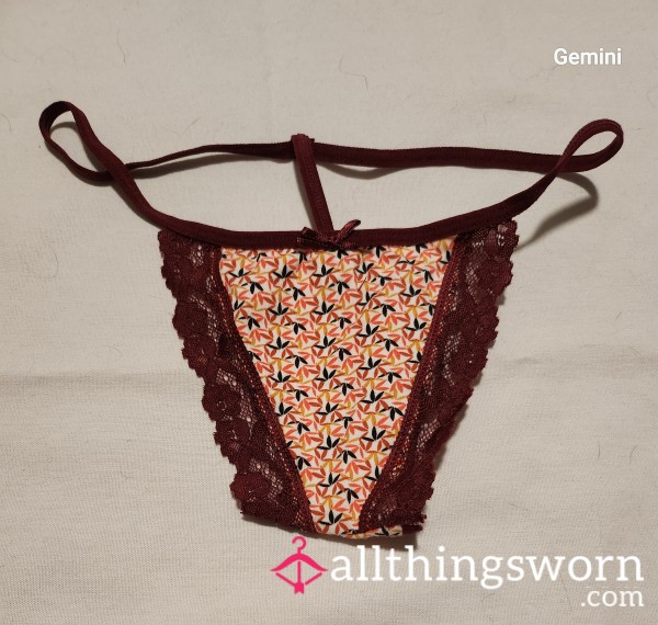 Pattern G String With Red Lace Trim