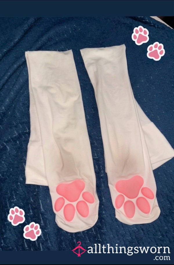Paw Print Thigh High Stockings- Worn 48 Hrs.