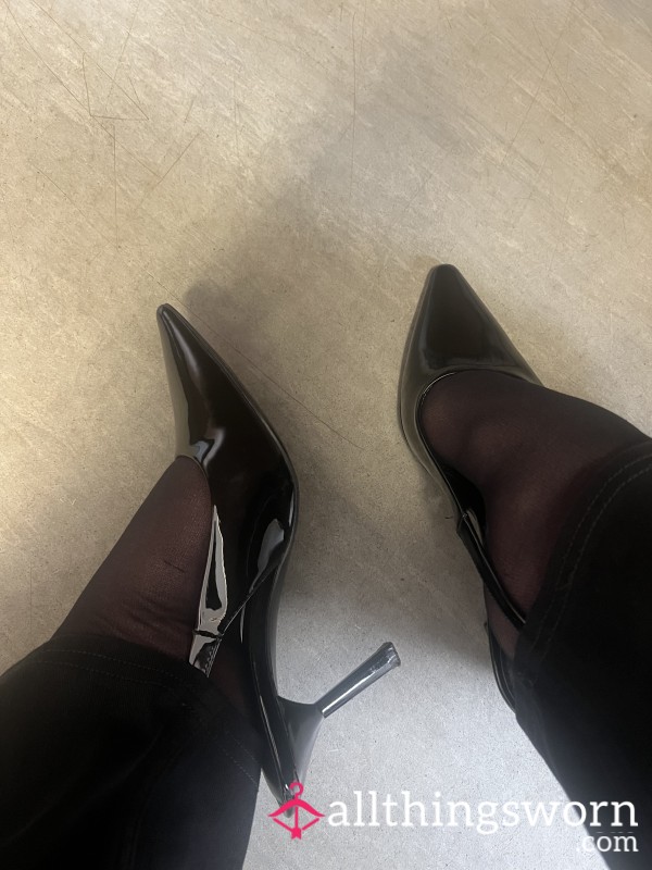 Black Patent Slingbacks