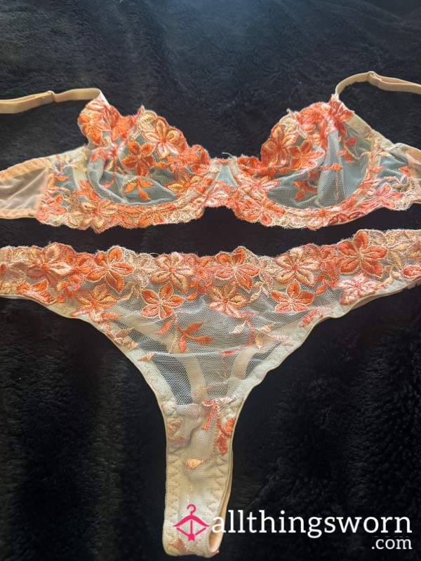 Peach Blossom Lace Set | Flor*l Mesh Two-Piece