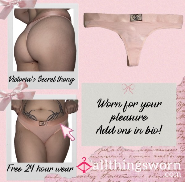 Peach Colored VS Rhinestone Thong Collection