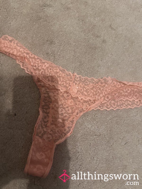 Peach Lace Animal Print Well Worn Thong