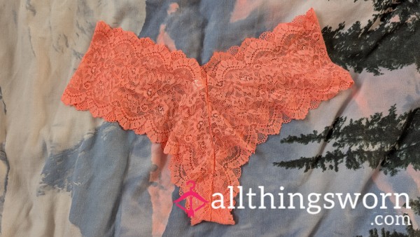 Peach Lace Brazilian Panties