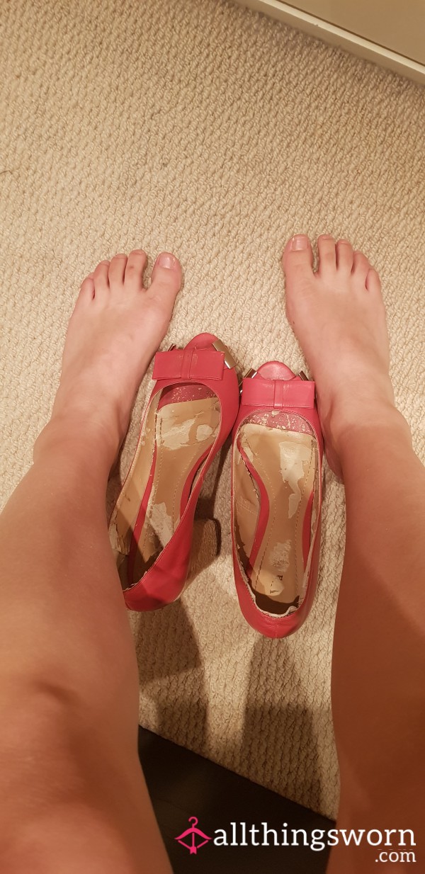 Peach Old Summer Shoes Worn Down Chunky HeelBy My Feet