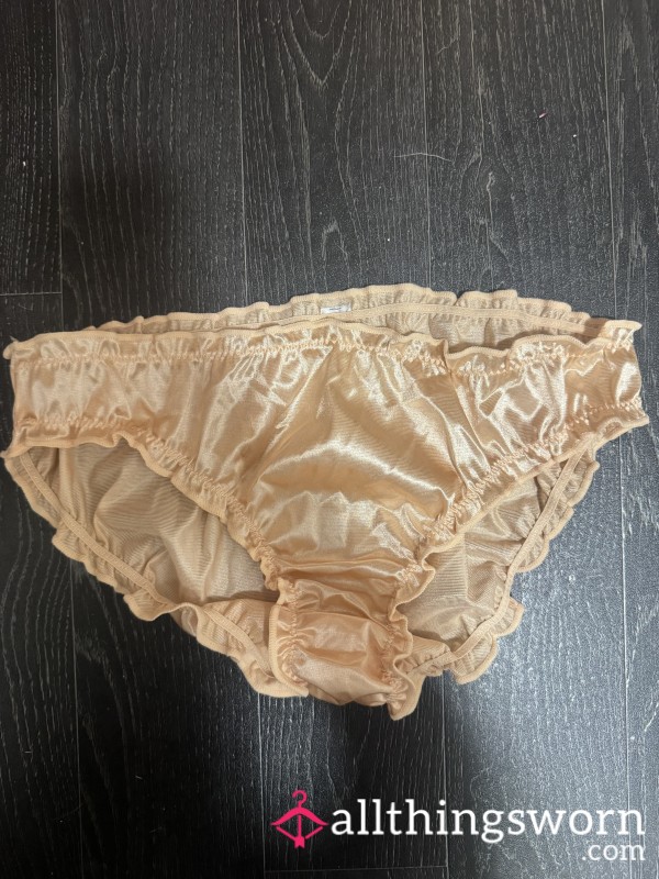 Peach Satin/silk Fullback Briefs / Panties (24hr Wear)