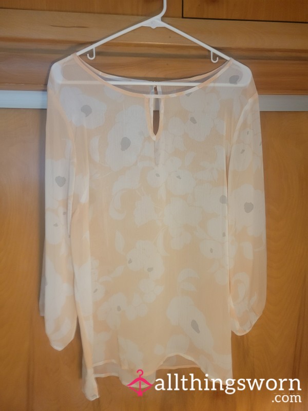 Peach Sheer Blouse - Ann Taylor - Size Large