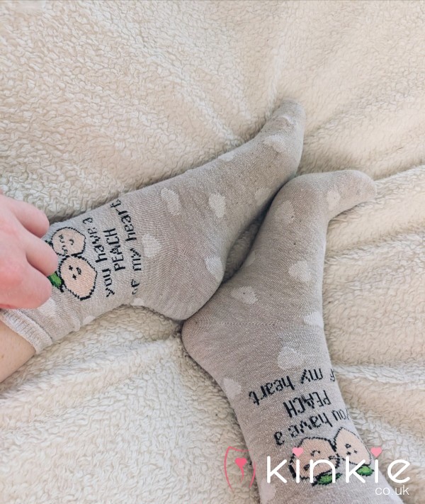 Peach Socks, Cute & Well Worn- 🍑