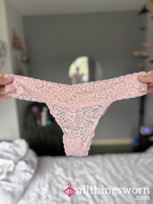 Peachy Lace Thong Size 10