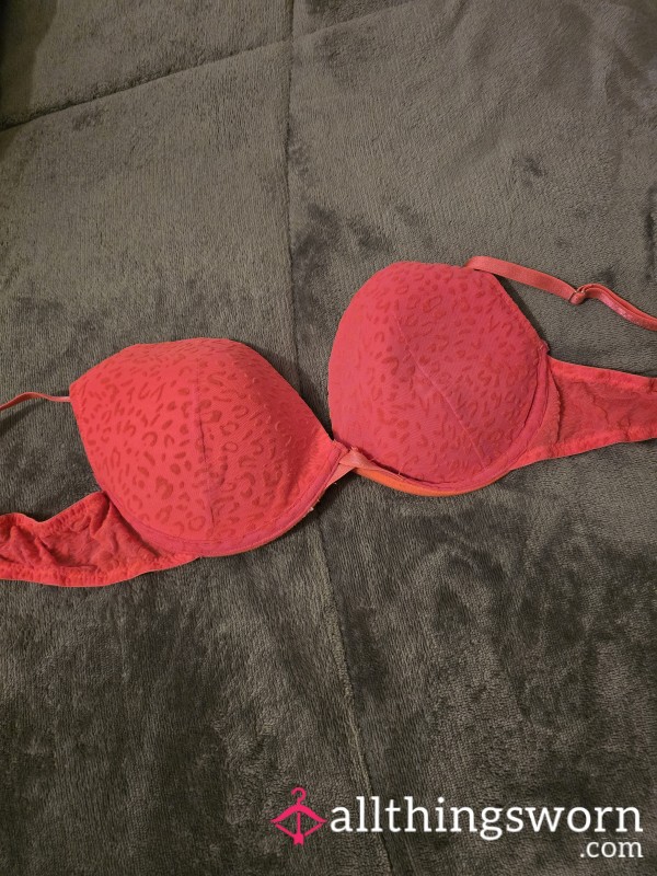 Peachy/pink Leopard Print Bra