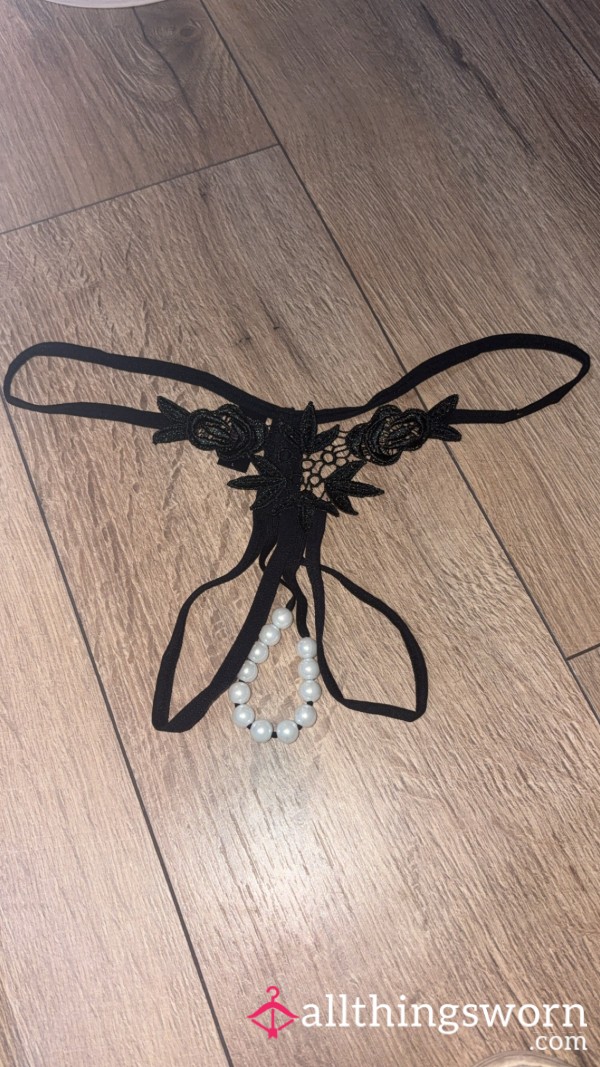 Pu**y Played And Stuffed Pearl Thong