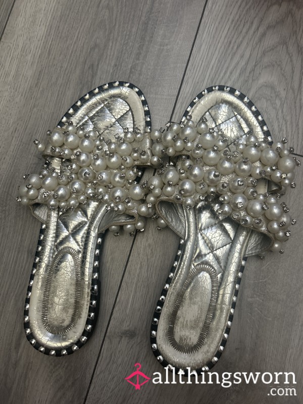 Pearly White Worn Down Sandals