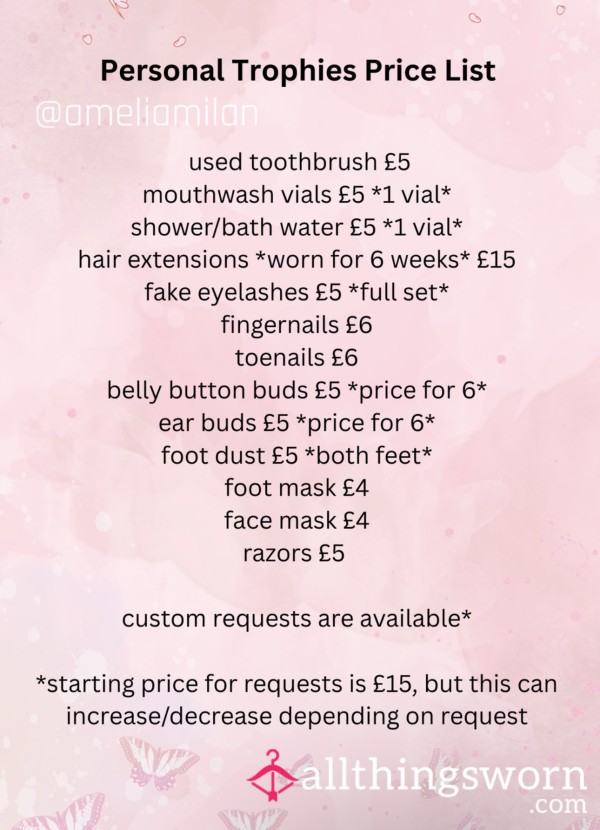 Personal Trophies Price List 🩷