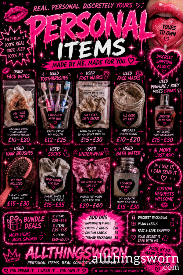 ✨ Personal Used Items & Custom Collectibles | Discreet & Made For You 💋  Starting Price:  From £8+