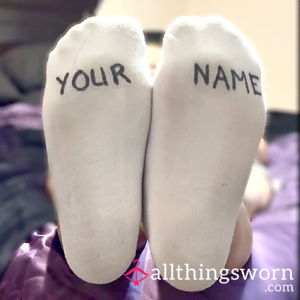 Personalized White Cotton Socks