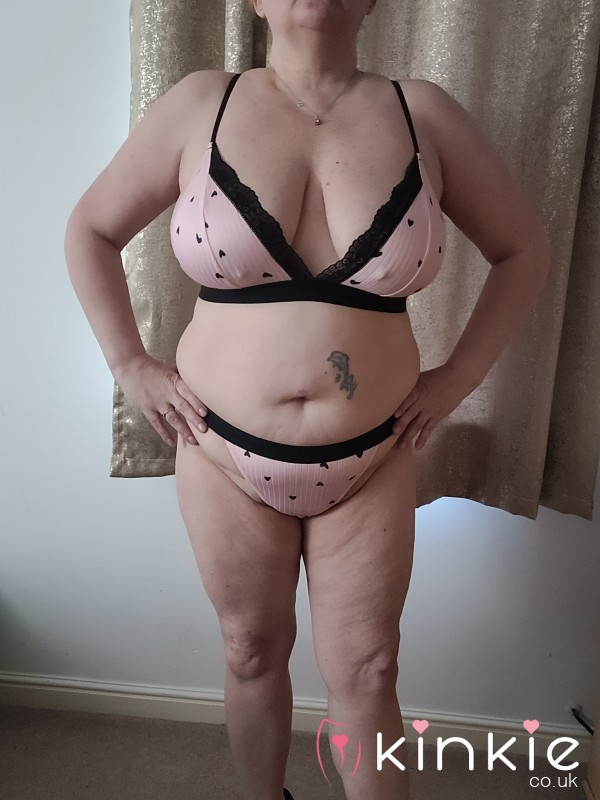 Pink And Black Heart Bra And Thong Set