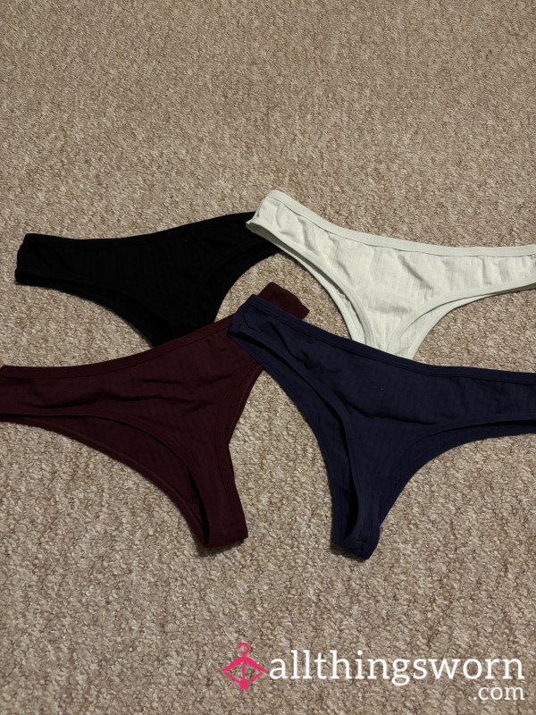Ribbed Cotton Thongs 🖤🤍💙❤️