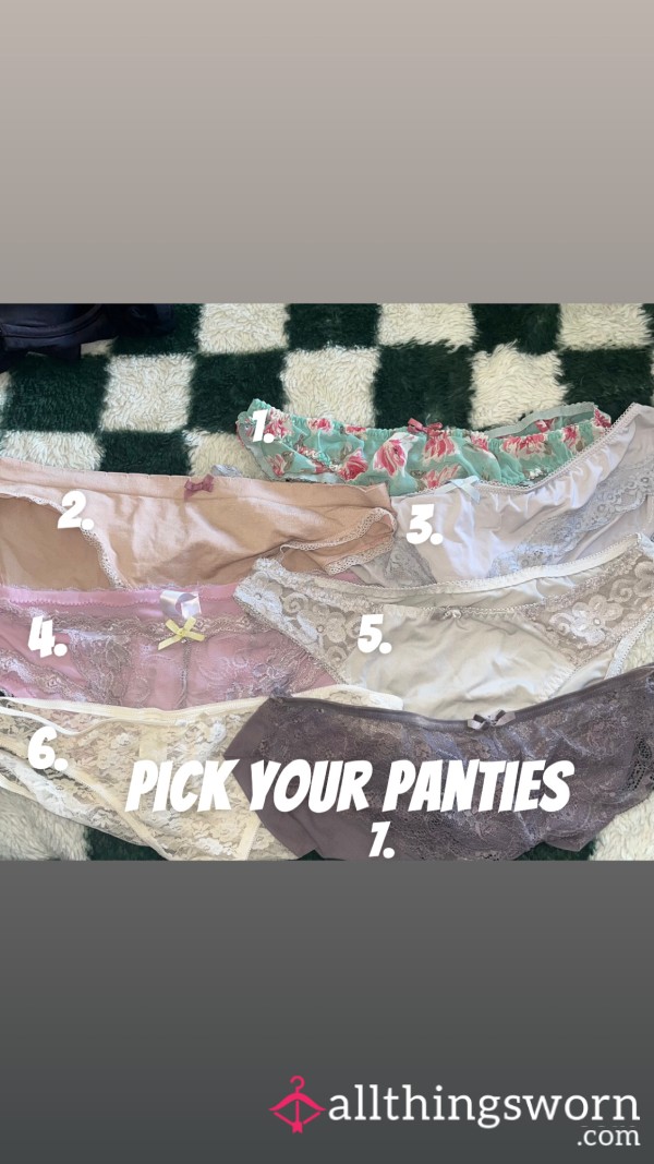Pick Your Panties – 7 Unique Pairs | 24hr Wear | Well-Worn & Full Of Scent