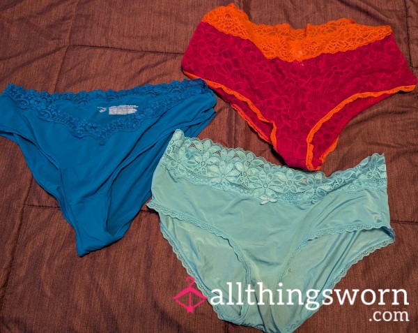 Pick...Silky Dark Blue,silky Light Blue & Pink/orange Lace