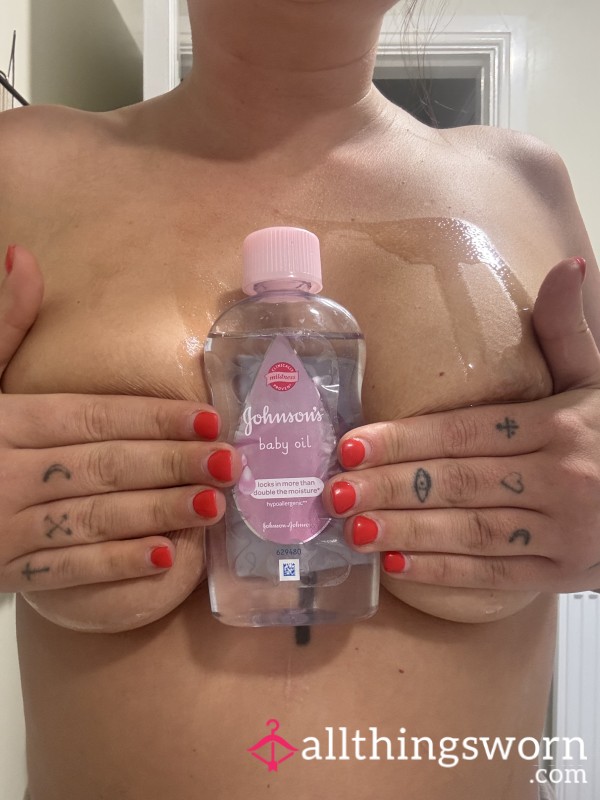 Pierced B**bs Covered In Baby Oil 🤤💦