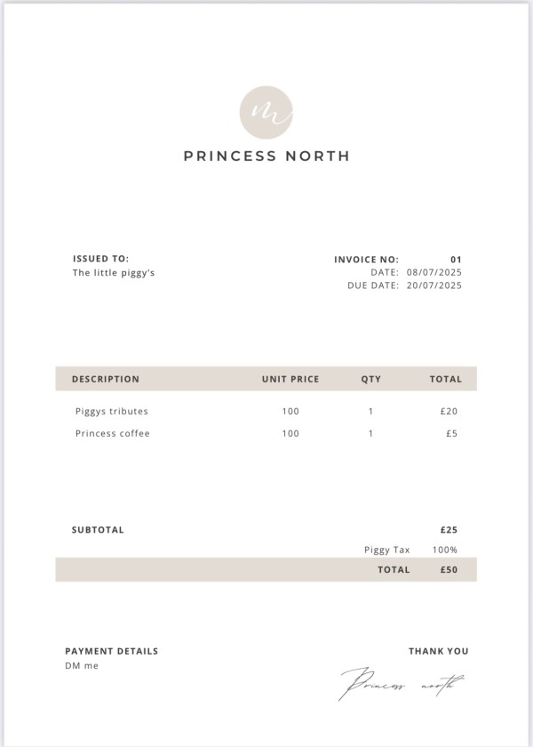 Piggy Invoice